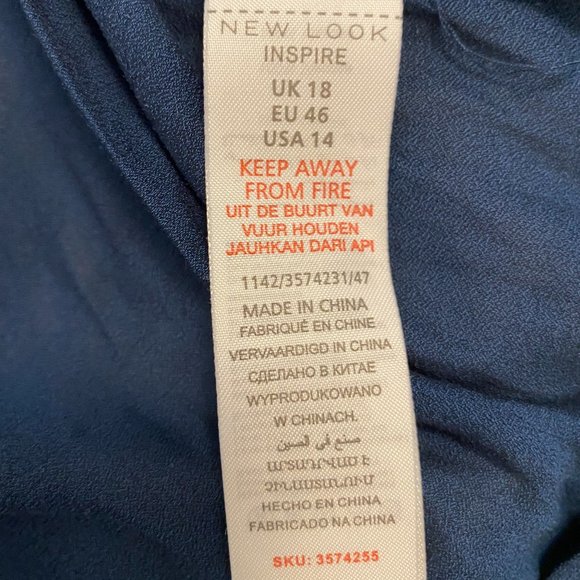 New Look Inspire Long Sleeve Lace Button Up Blouse W/ Pussybow - Blue - US 14 - Picture 5 of 5